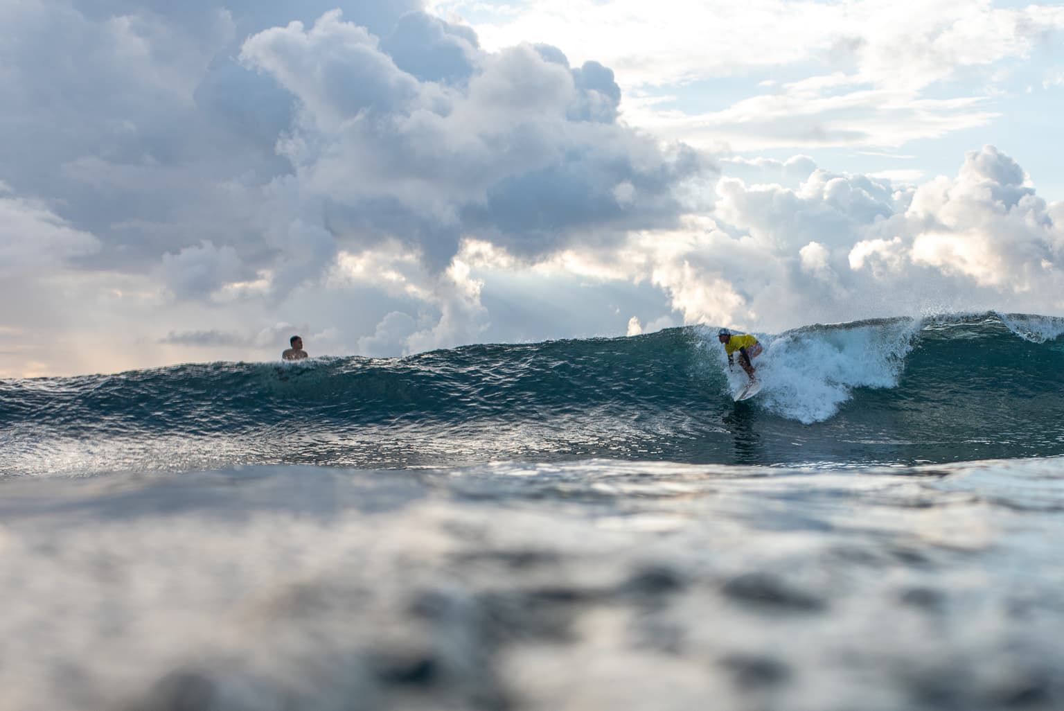 Empty wave surfered by local surfing instructor and students in Siargao Island
