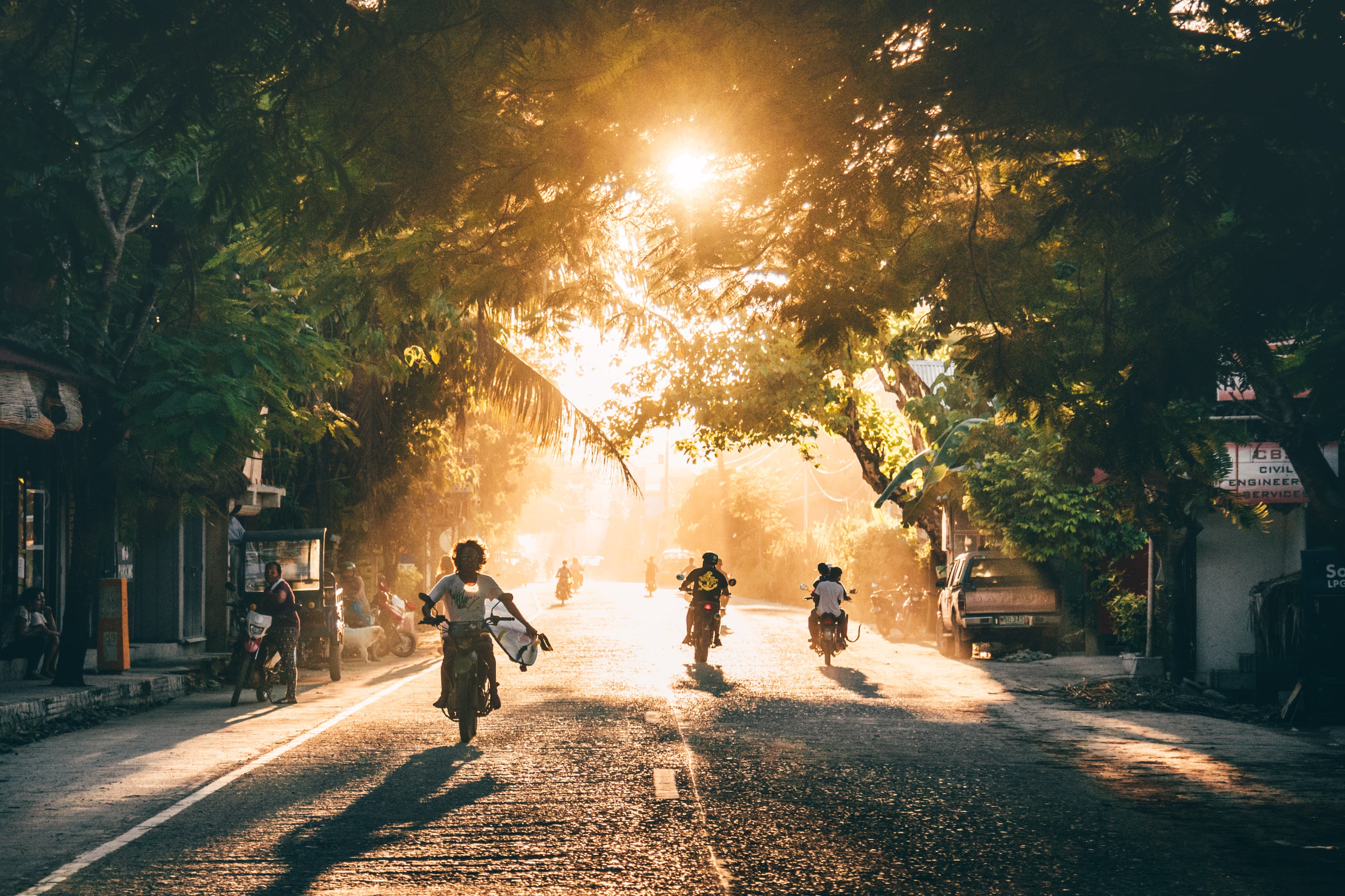 gl motorbike road sunset surf